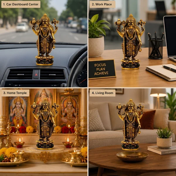 Gold Plated Murugan Idol & Karungali Beads